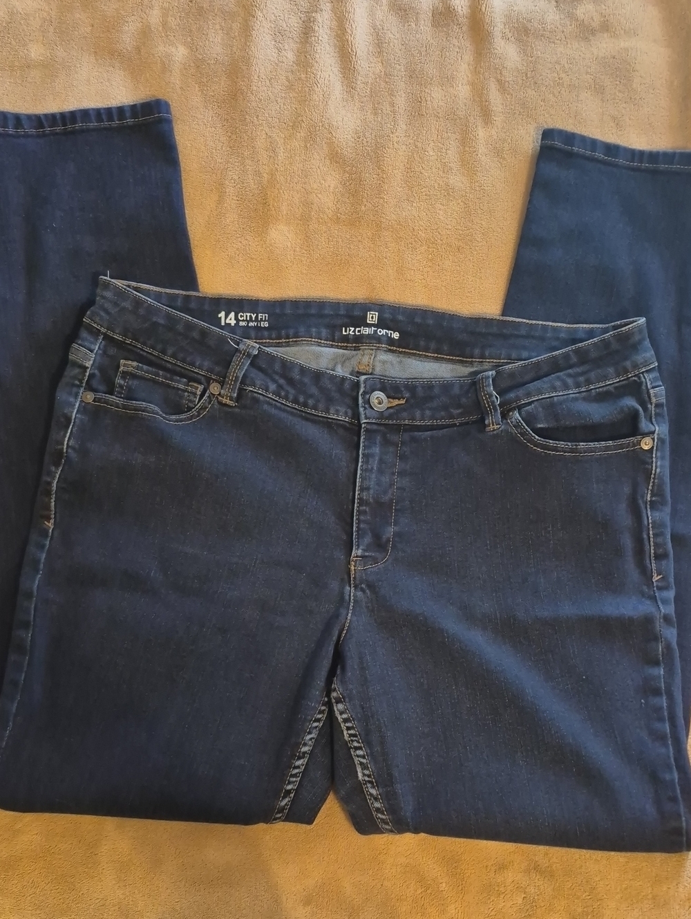 Liz Claiborne Dark Blue Straight Leg Jeans SZ 14